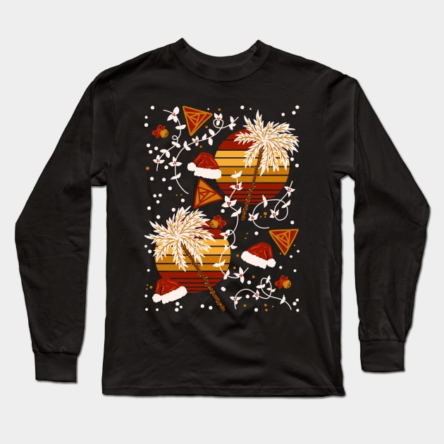 Mele Kalikimaka Tropical Christmas Aesthetic Long Sleeve T-Shirt by panco